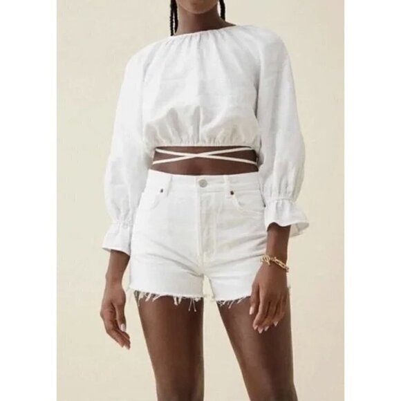REFORMATION Charlie Denim Shorts in Wash Vintage White Size US 27 - Picture 1 of 6